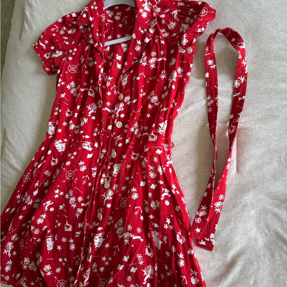 Ralph Lauren Red and White Ruffled Tiered Sundress - Picture 2 of 4